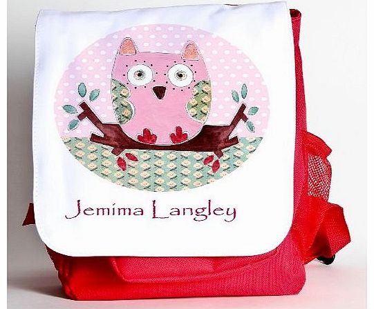 tigerlilyprints bag Girls Backpack,Pre School Ruck Sack, Nursery Bag, Personalised, Owl Backpack