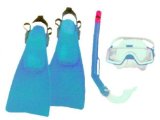 KIDS / CHILDS Tigullio Rana Mask Fins and Snorkel Set - Yellow - Jnr Size 12-13