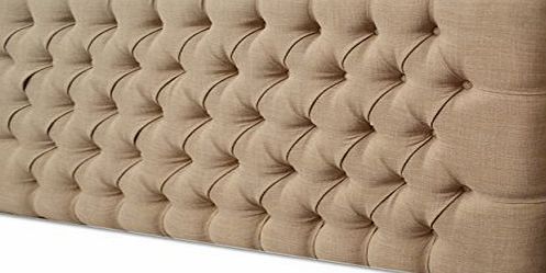 TIH BEDS 2FT6,3FT,4FT,4FT6,5FT DESIGNER NEW STYLE FABRIC MATCHING BUTTONS HEADBOARD (4FT6 DOUBLE, MINK CHENILLE) by TIH BEDS