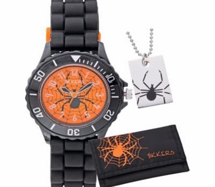 Tikkers Boys Black Spider Watch Set