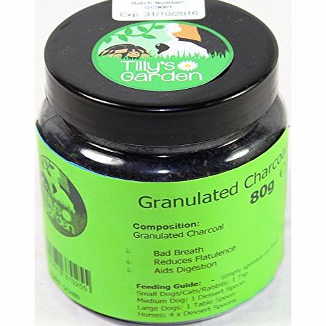 Tillys Garden Granulated Charcoal - A Natural Product Which Effectively Aids Digestion And Body Odours For Dogs, Cats, Birds, Rabbits amp; Horses. (80g)