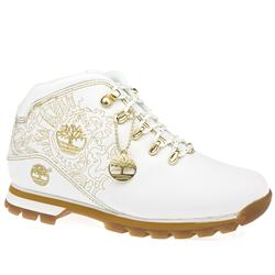 Timberland Female Railway Hiker Embroidered Leather Upper Casual in White and Gold