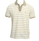 Timberland White and Beige Stripe Pique Polo Shirt