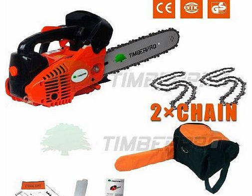 TIMBERPRO 26cc 10`` Petrol Top Handle Topping Chainsaw with 2 Chain Saw Chains 