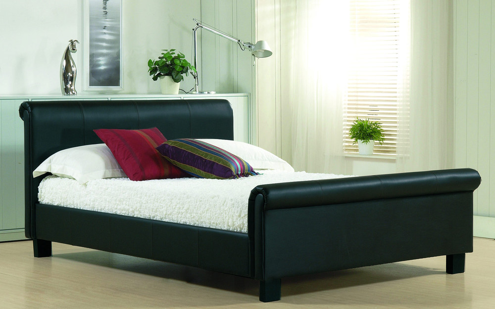 Time Living Aurora Faux Leather Bedstead,