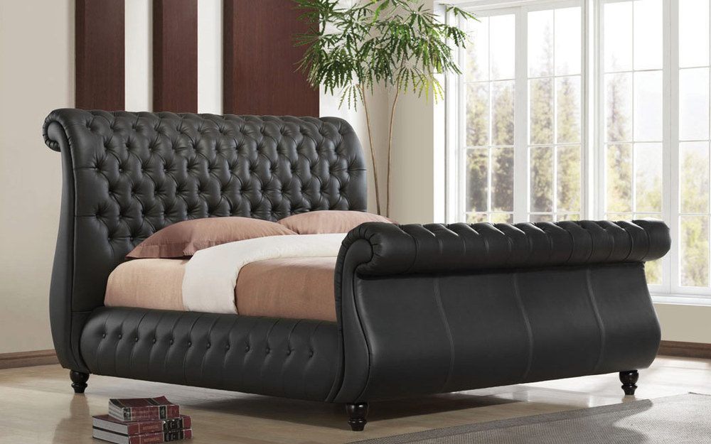 Time Living Swan Genuine Leather Bedstead,