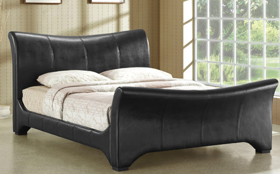 Time Living Wave Faux Leather Bedstead, Double,