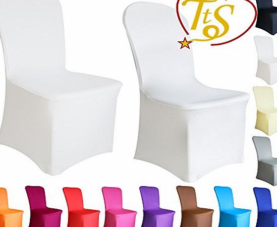 1 10 20 50 100 Spandex Chair Covers Lycra Cover Banquet Wedding Decoration Flat Front (Snow White ,1 PACK)