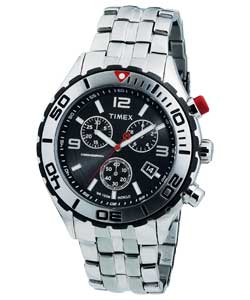 Timex Chronograph Stainless Steel Black Dial Bracelet Watch