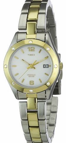 Timex Classic Timex Womens Quartz Watch with White Dial Analogue Display and Multicolour Stainless Steel Bracelet 