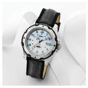 Expedition Leather Strap White Face Watch