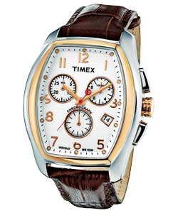 timex Gents Brown Leather Strap Watch