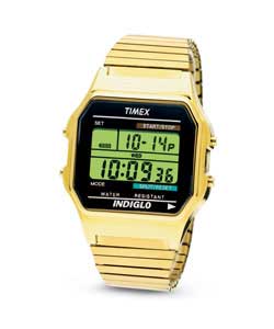 timex Gents Digital Gold Expansion Band Watch