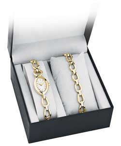 Ladies Gold Watch and Bracelet