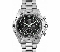 Timex Mens Black Silver Chrono Sport Watch