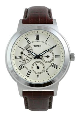 Mens Brown Leather Retrograde Watch T2M422
