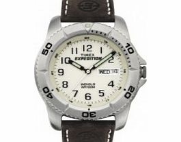 Timex Mens White Brown Expedition Traditional