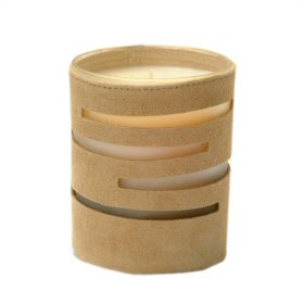 Amber Candle in light suede holder