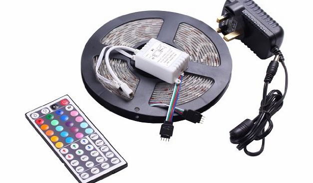 Tingkam Waterproof 5M 5050RGB Led Strips Lighting Full Kit With 44Key IR Remote For Home lighting and Kitchen