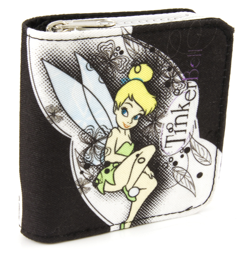 TINKERBELL Black And White Zip Up Wallet