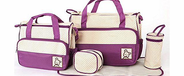 Tinksky 5-in-1 Multi-function Large Capacity Baby Diaper Nappy Changing Pad Travel Mummy Bag Tote Handbag Se