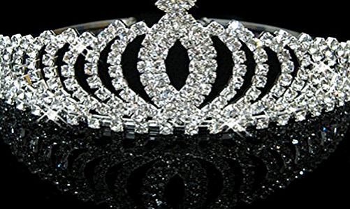 Beautiful Wedding Party Bridal Bridesmaid Shining Crystal Rhinestones Crown Headband Tiara Hair Band (Silver)