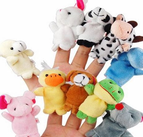  10pcs Different Cartoon Animal Finger Puppets Soft Velvet Dolls Props Toys