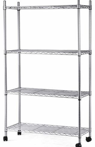 tinxs 4 Tier Chrome Wire Steel Shelving Unit Suitable for Kitchen Storage