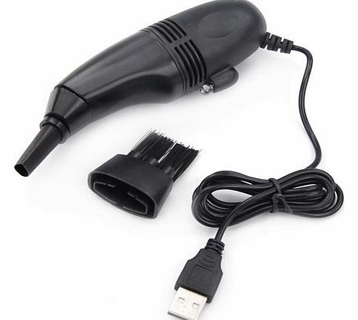 Black Mini Powerful USB Vacuum Keyboard Dust Cleaner --- Ideal for PC Laptop Computer --- Powered Directly from any USB Port