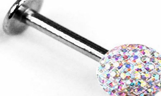 Fancy Crystal Lip Stud Monroe Tragus Bar Ball Labret Nose Body Piercing Jewellery Studs (Rainbow Crystal)