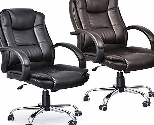 tinxs  HIGH BACK EXECUTIVE SWIVEL COMPUTER DESK OFFICE CHAIR PU LEATHER BLACK BROWN CHAIRS (Black)