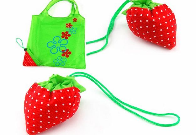 tinxs  Strawberry NYLON Folding Reusable Compact Eco Shopping Bag L:14in W:15.7inch