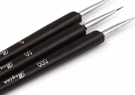 WMA 0.5cm,0.8cm,1.0cm Tiny UV Gel Acrylic Nail Art Tips Salon Drawing Pen Brush Painting Tool Set-Pack of 3