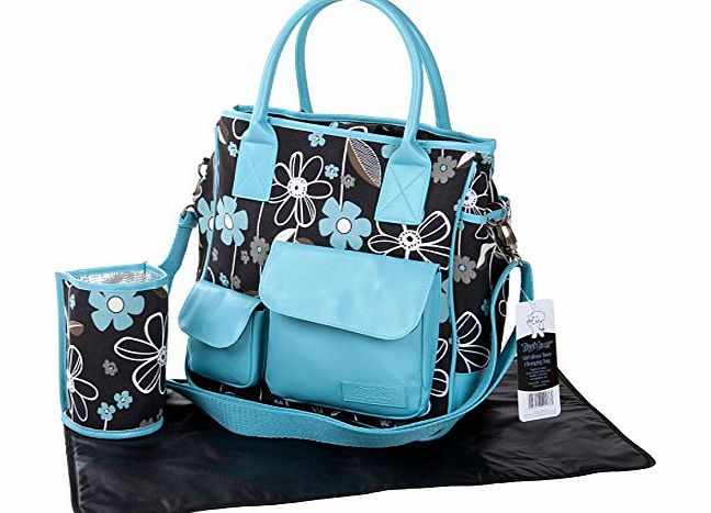 Tippitoes  Girl About Town Changing Bag (Turquoise/Black Floral)
