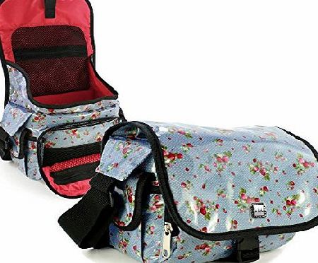TLC Rockabetty DSLR / Digital compact Camera case hipster oilcloth - Blue - (Panasonic Lumix DMC-GH4, DMX-GH3, DMC-GX7, DMC-GM1,DMC- G6, G5, GF6, GH1, G2, GF1, L1, L10, G3, GF2 / MDC-FZ200, FZ72, FZ62, LS