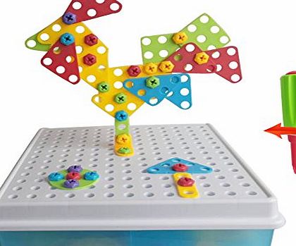 TLH 3D Take Apart Imagination Building Bricks Blocks Creative 2 in 1 Assembly Disassembly Construction Mosaic Puzzles DIY Play Toys Set with Screw Nuts Tools Birthday Gifts for kid