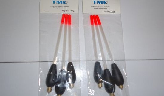 TMC 6 x Big Carp Wagglers - Sizes, 12g, 14g and 16g