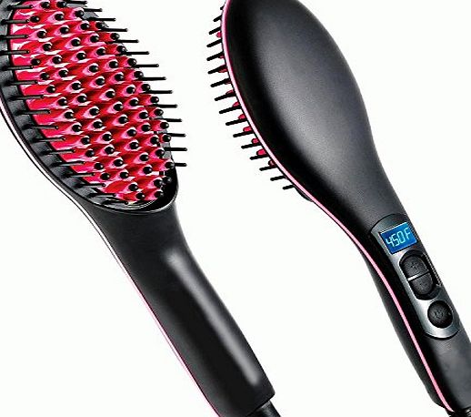 Tmei Hair Straightener Brush Straightening Comb for Long Short Hair LCD Ceramic Hair Straighteners
