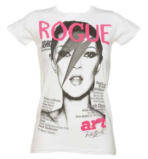 Ladies White Rogue Fashion Mag Cover T-Shirt