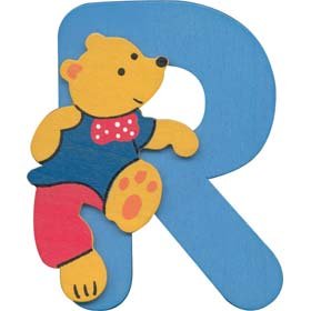 Wooden teddy bear alphabet letter R