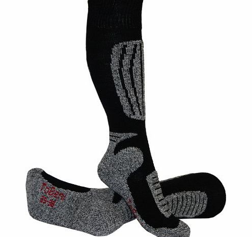 Tobeni 2 pairs of ski socks for men and women in 4 colors, Color:Black-Gray;Size:UK 12-14 / EU 47-50