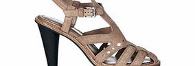 Beige suede cut out sandals