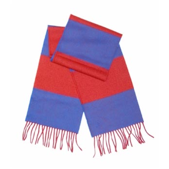 Blue and Red Cashmere Bar Scarf