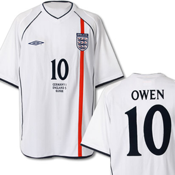 England 5 Germany 1 Owen shirt. Retro Football