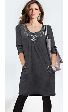 Together Lace Neck Tunic Dress