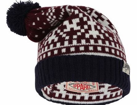 Tokyo Laundry Unisex Penda Jaquard Pattern Knitted Winter Bobble Hat Eclipse Blue One Size