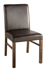 Leather Low/Wide Dining Chair - Brown