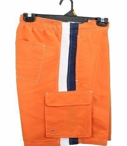 Tom Franks Orange Swim Shorts with Side Stripes XL