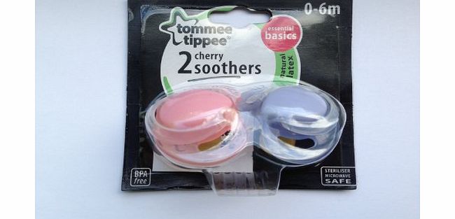 Tommee Tippee Classic Cherry Soothers 0-6M Twin Pack (Pink/Purple)