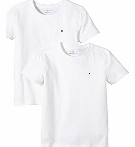 Tommy Hilfiger Boys 2 Pack Cotton Crew T-Shirt, White (Classic White 100), 12 Years